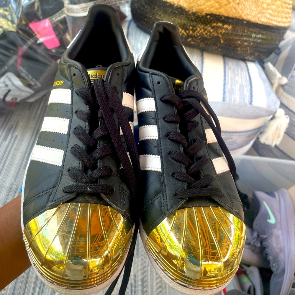 Women Black and Gold Metal Adidas